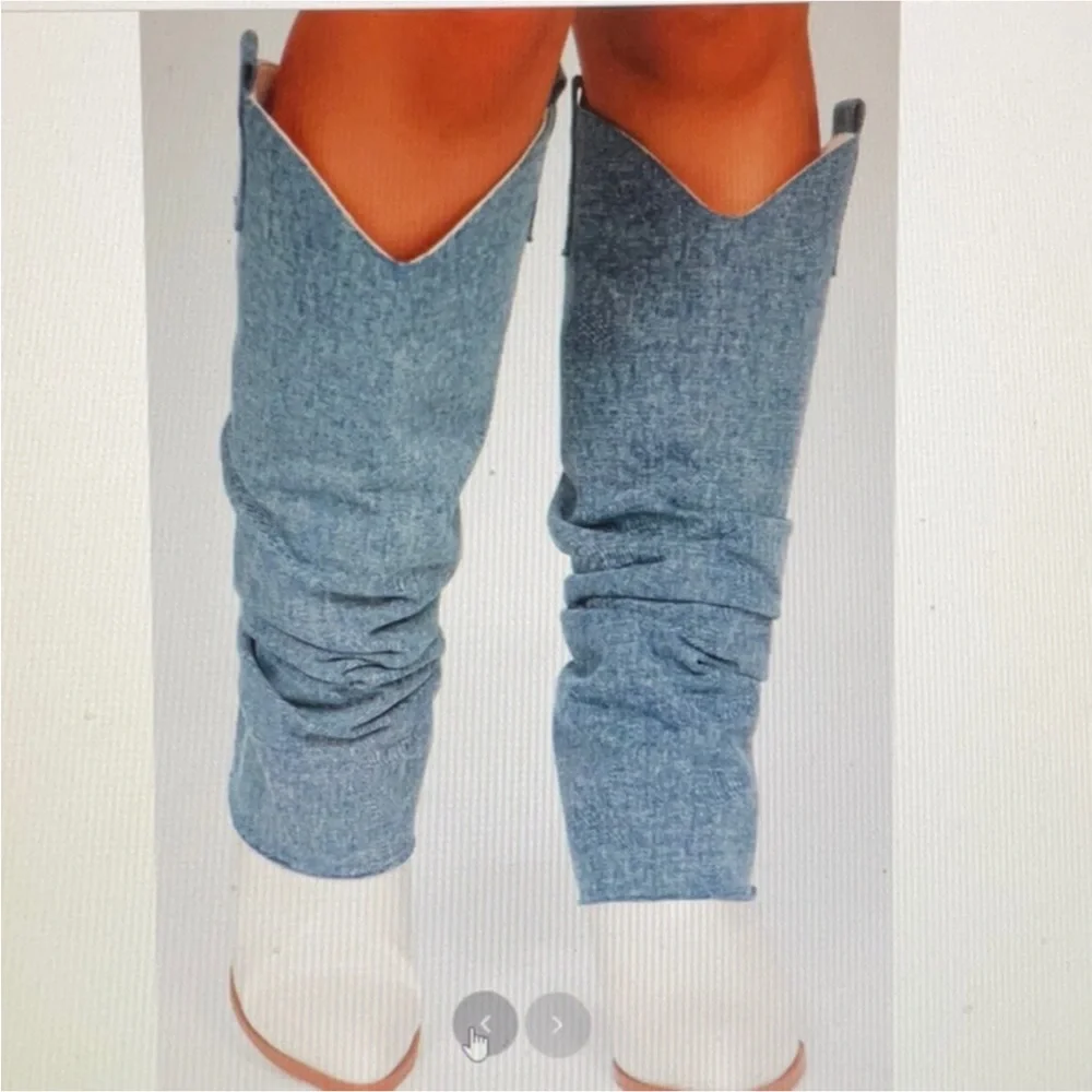 Fashion Nova Coolest In The Streets Knee High Boots Dark Denm Size 9 NWT - Picture 8 of 15